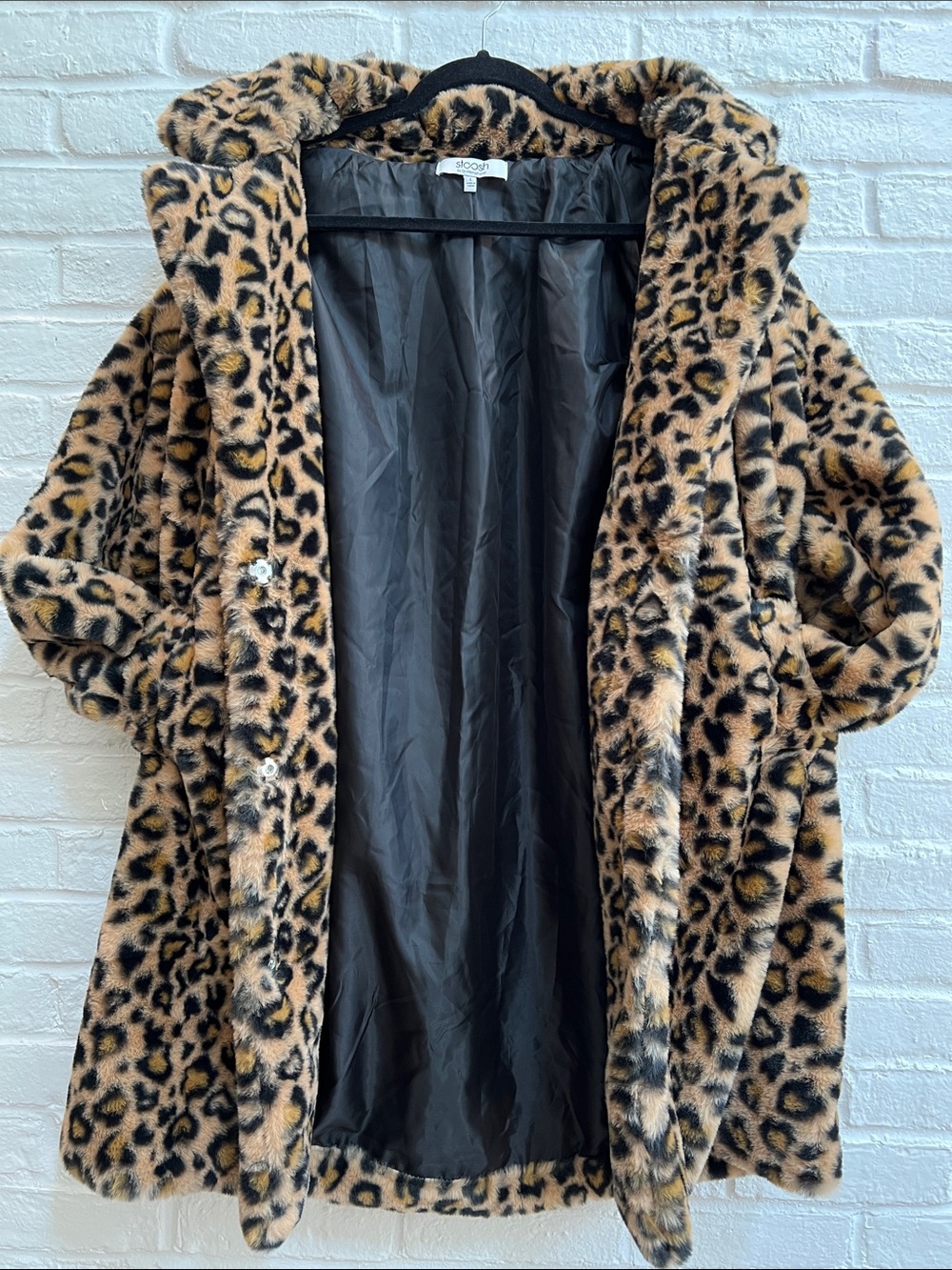 26 INTERNATIONAL Classic Leopard Teddy CarCoat Notch Collar Lined LongSleeves LG - Picture 5 of 16